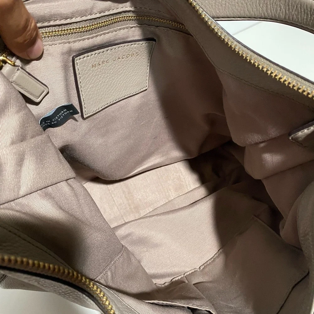 Marc Jacobs Taupe Leather Hobo Bag with Gold Hardware